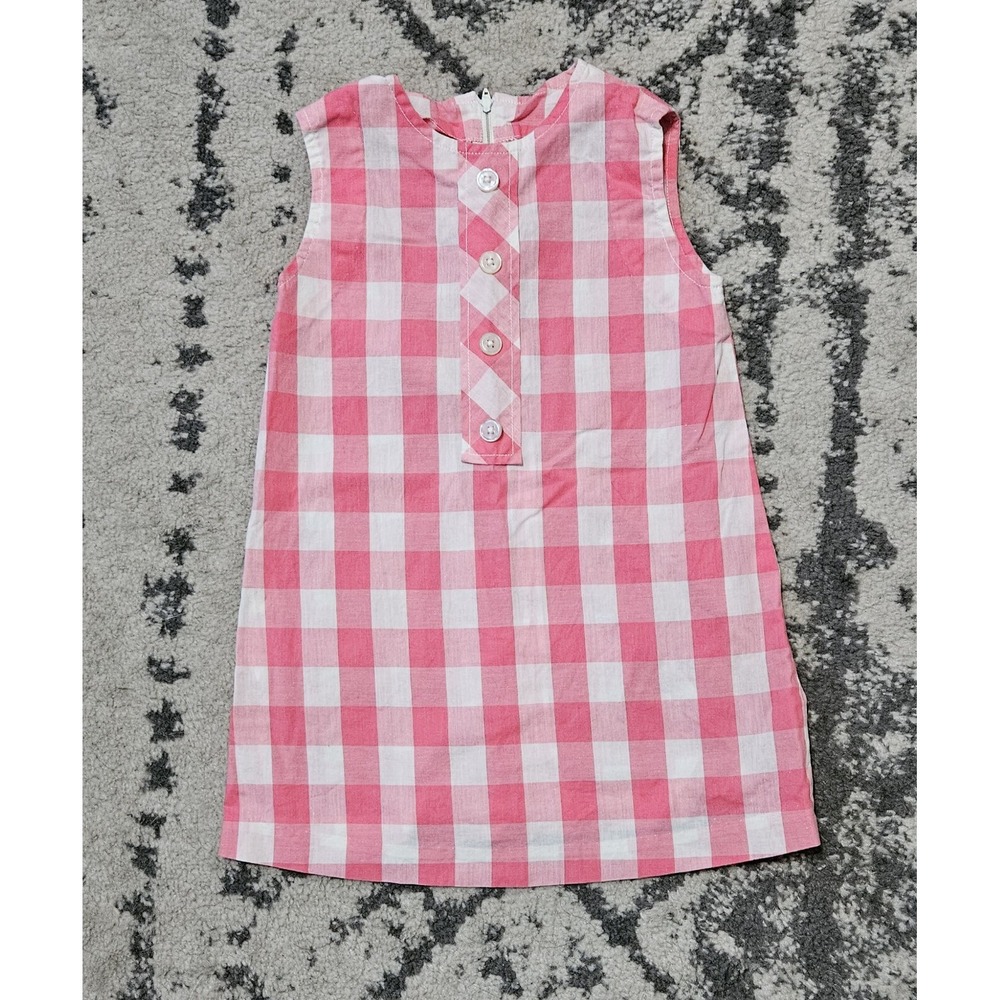 Vintage 50s Girls Pink White Buffalo Check Dress Handmade